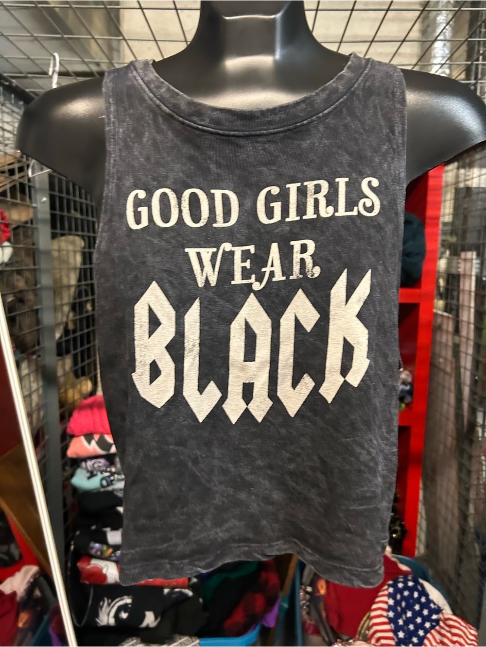 Mineral wash Graphic Tank Top "Good Girls Wear Black" M/L